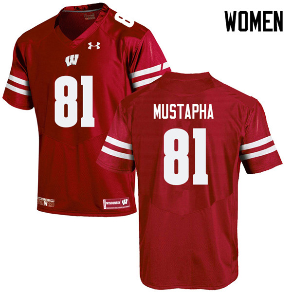 Wisconsin Badgers Women's #81 Taj Mustapha NCAA Under Armour Authentic Red College Stitched Football Jersey HK40A35ER